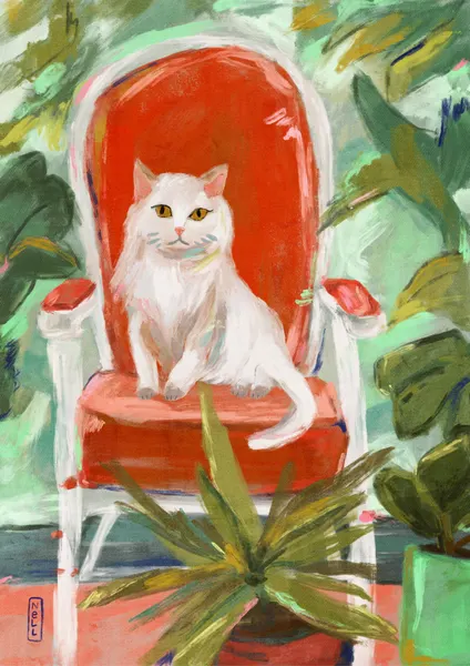 White Cat Orange Chair by Dirkie Nell