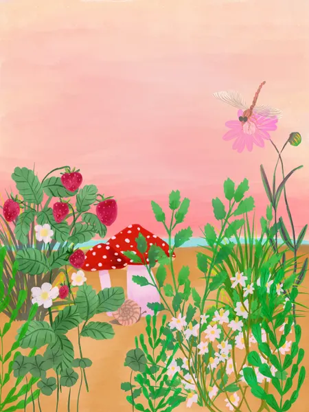 Whimsical Strawberry Garden by Aliya Putrus