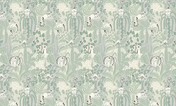 Lemurs Jungle Pattern by Annick