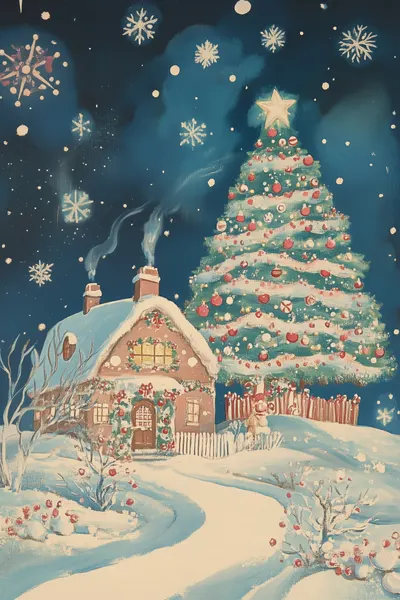 Snowy Christmas Night by Melloi Art Prints
