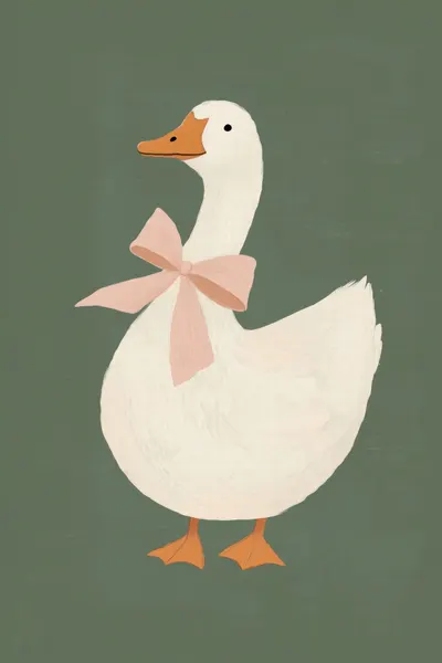 Pink Bow Goose by Melloi Art Prints