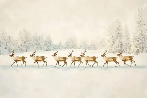 Reindeer In Winter Snow by Melloi Art Prints