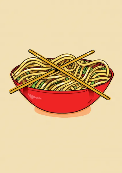 Noodle Bowl with Chopsticks by Nicholas