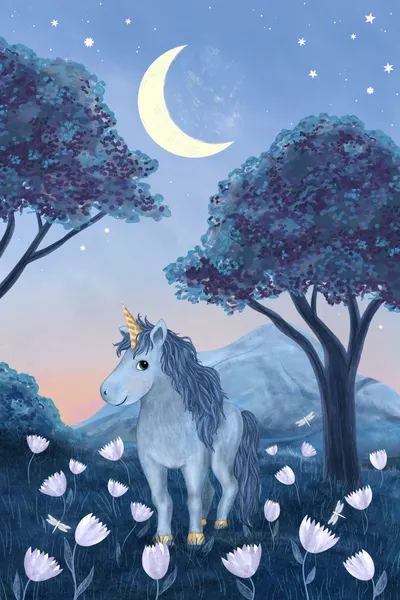 Magical Unicorn Moonlit Forest by EMELIEmaria