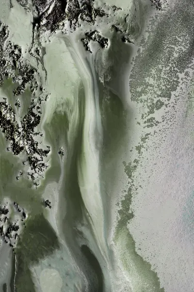 Hand Painted -Midnight Mirage - Green textured art by Petra Meikle de Vlas