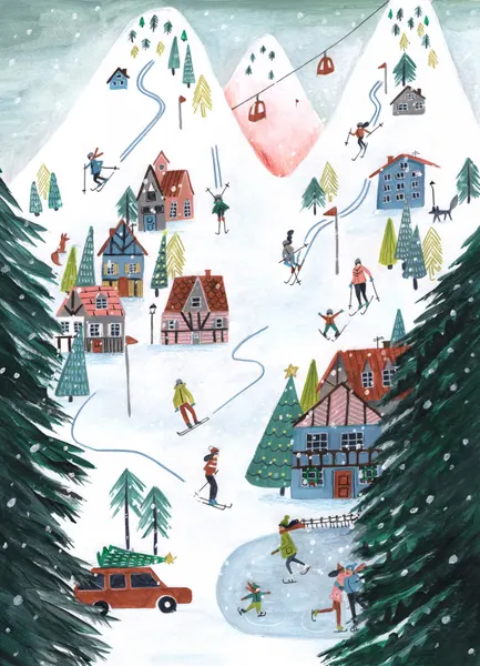 Nordic Skiing in the mountains at Christmas by Caroline Bonne Müller