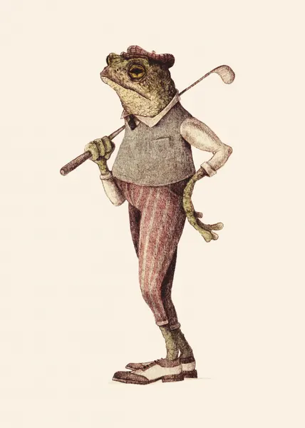 Frog In Vintage Golf Attire by Mike Koubou