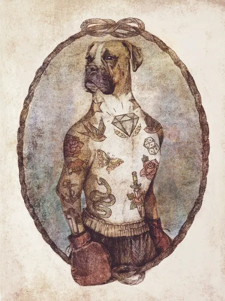 Tattooed Boxer Pup by Mike Koubou
