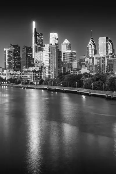City Skyline River Night by Melanie Viola