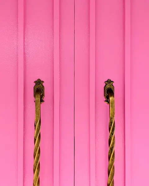 Modern Pink Doors with Brass Handles by Tom Windeknecht