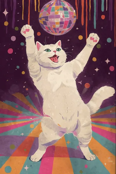 Happy Disco Cat by The Art Concept