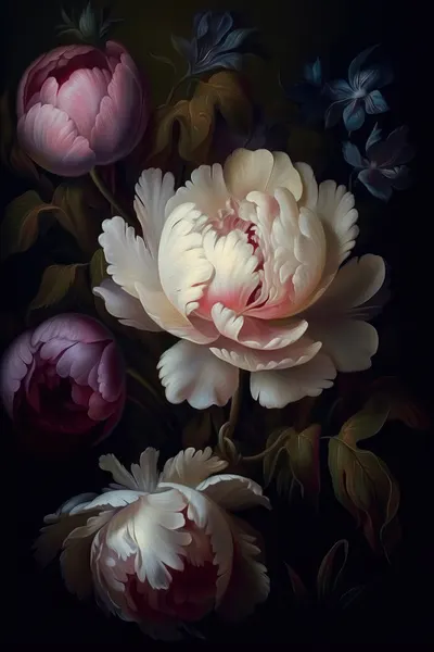 Dark Floral Peonies by Uta Naumann
