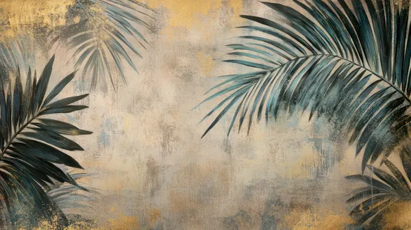 Distressed Golden Tropical Leaves by Uta Naumann