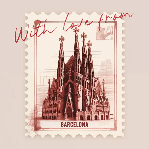 Barcelona Sagrada Familia Stamp by Andreas Magnusson