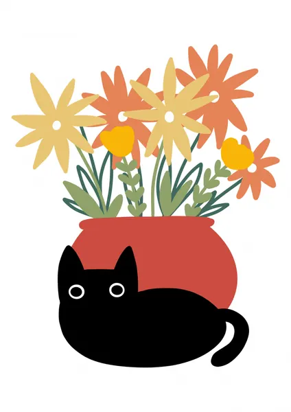 Cute Black Cat Blooms by Bainai