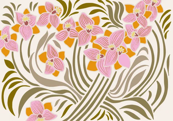 Pink Orchid Blooms by Annick