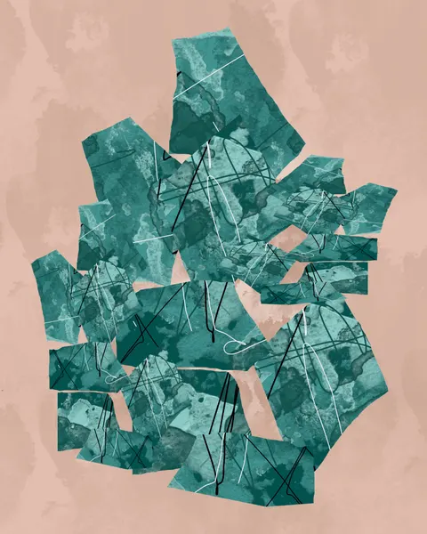 Abstract Teal Collage by Sannel Larson