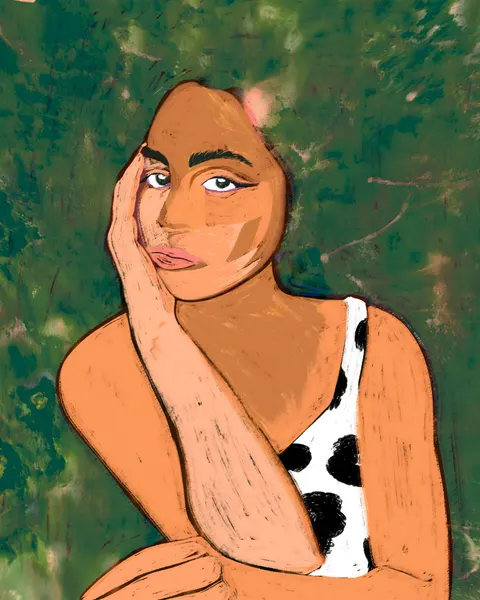 Contemplative Woman by Uma Gokhale