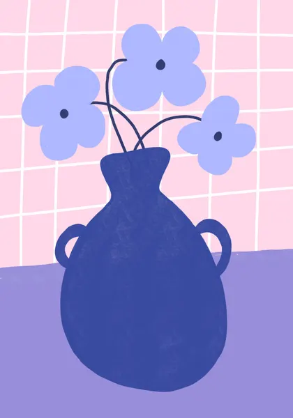 Minimalist Vase with Blue Flowers by Athene Fritsch