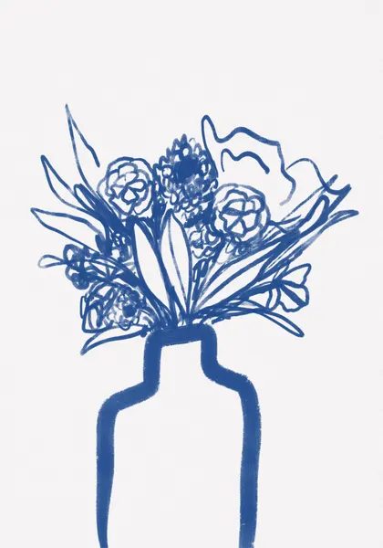 Blue Vase Blooms by Athene Fritsch