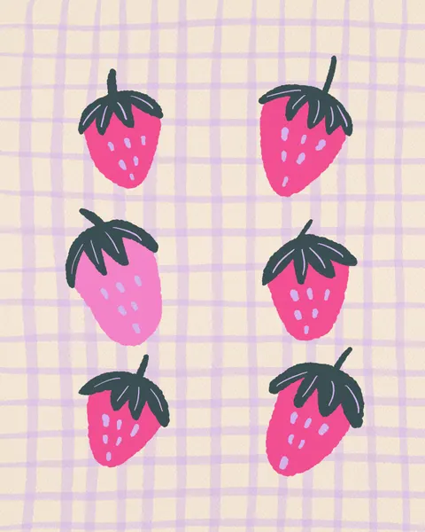 Sweet Strawberry Gingham by Angela Minca