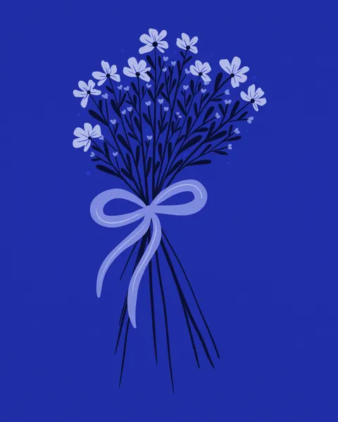 Blue Floral Bouquet by Angela Minca