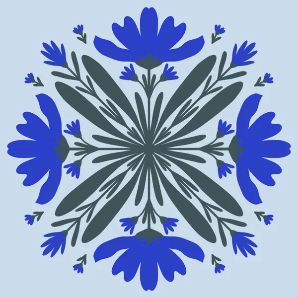 Blue Floral Symmetry by Angela Minca