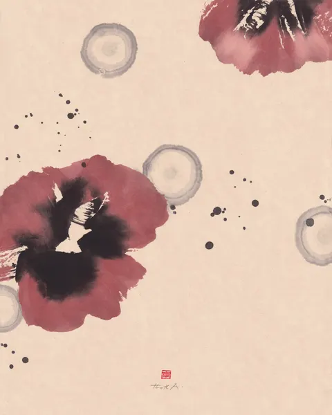 Abstract Red Flowers by Thoth Adan