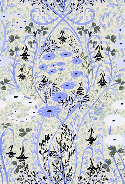Elegant Blue Floral Pattern by Annick