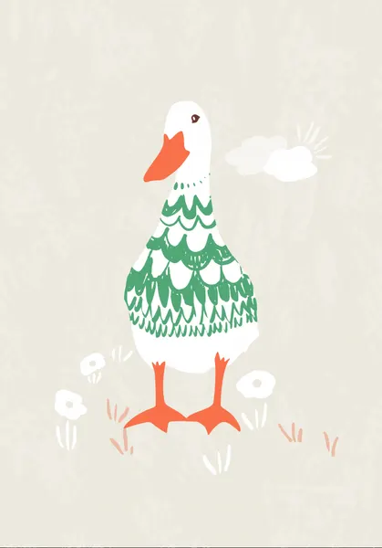 Whimsical Green Duck by Annick