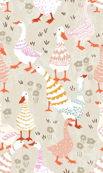 Playful Pastel Geese by Annick