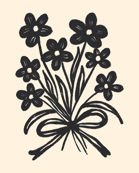 Black Floral Bouquet by Angela Minca