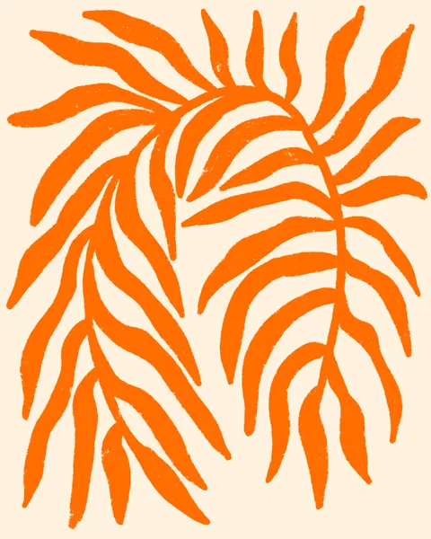 Tropical Orange Leaves by Angela Minca