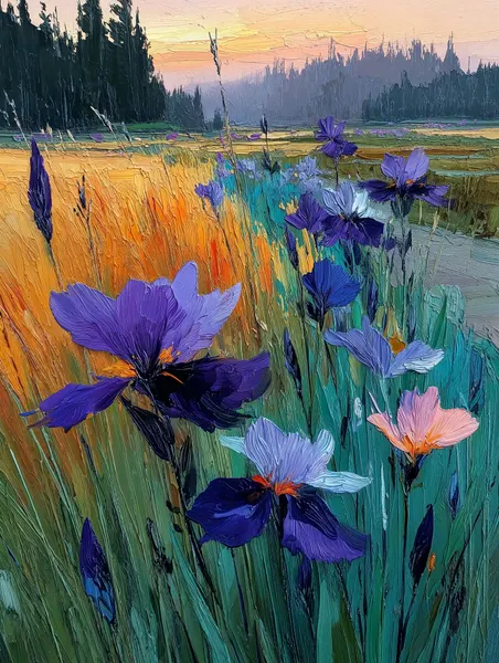 Vibrant Field Blooms by Emel Tunaboylu