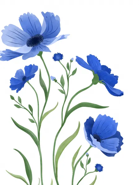 Delicate Blue Flowers by Elena Ristova