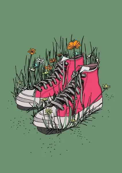 Pink Shoes in Wildflowers by Nicholas