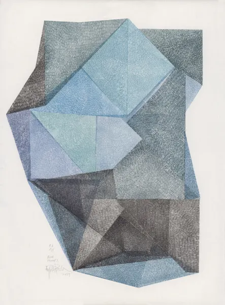 Faceted Blue Green Geometry by Paulina Vårregn