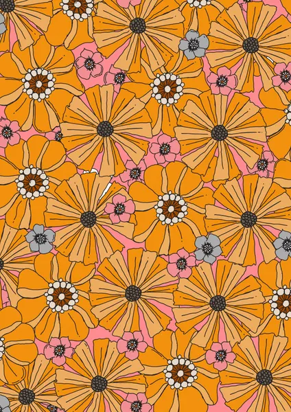 Groovy Pink Orange Flowers by Nicholas