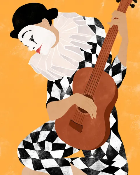 Melancholy Mime Guitarist by CATS AND DOTZ