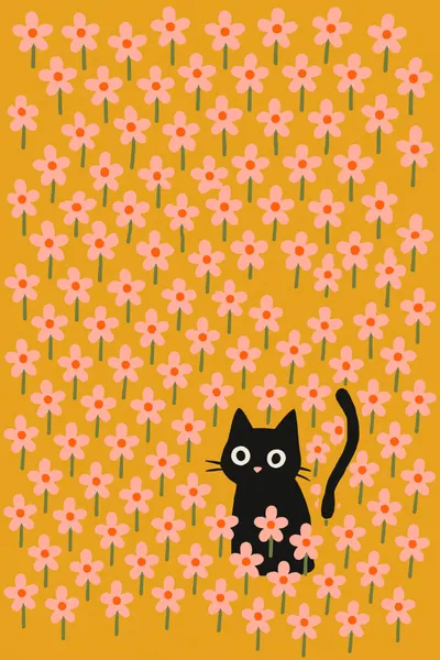 Playful Floral Cat by Treechild
