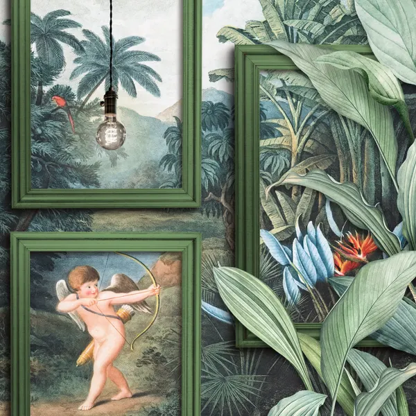 Cherub in Lush Jungle by Marja van den Hurk