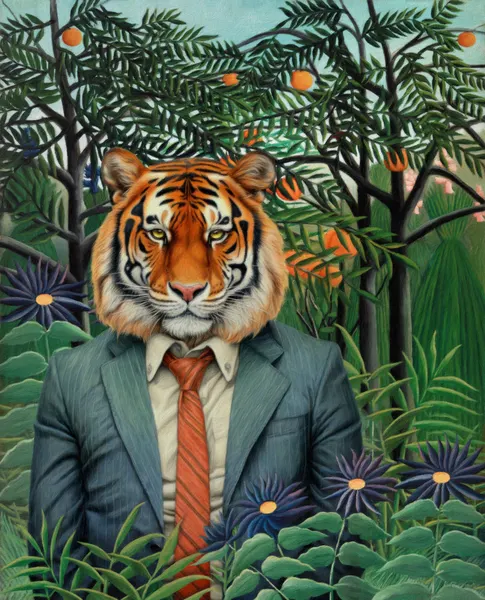Dapper Tiger in Jungle by Marja van den Hurk