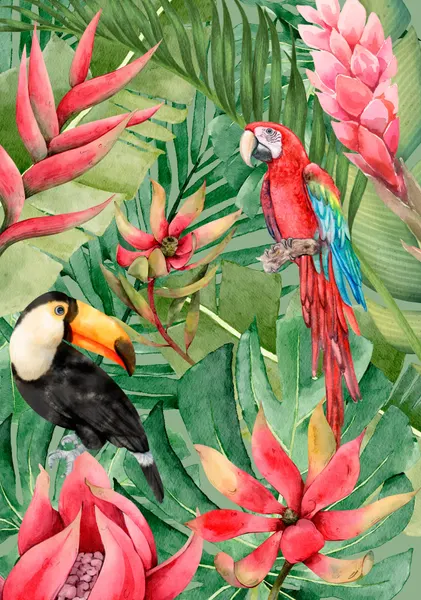 Vibrant Jungle Birds by Elizabeth C