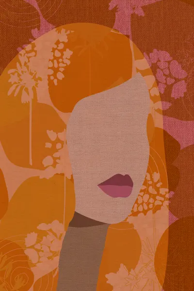 Retro Floral Woman Portrait by Dina Dankers