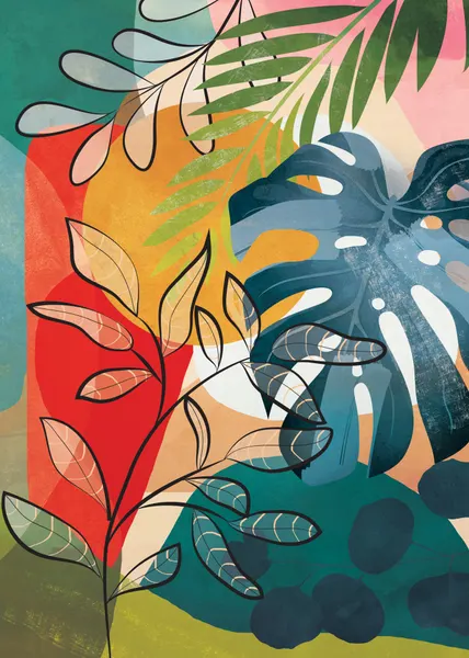 Colorful Tropical Leaves by City Art
