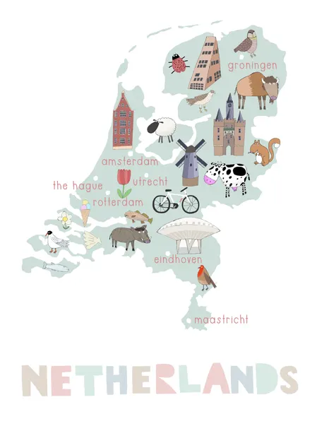 Whimsical Netherlands Map by Carla Daly