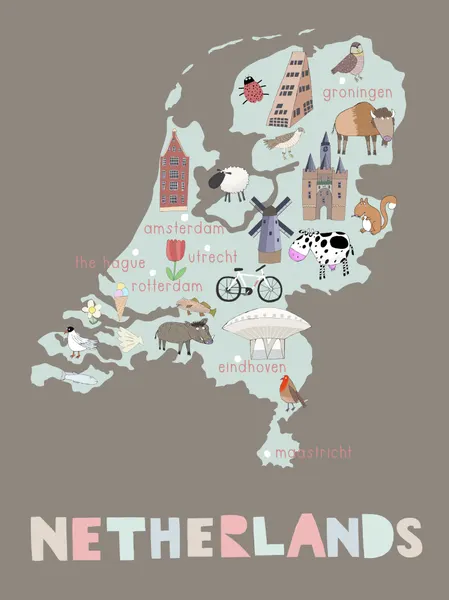 Whimsical Dutch Map by Carla Daly