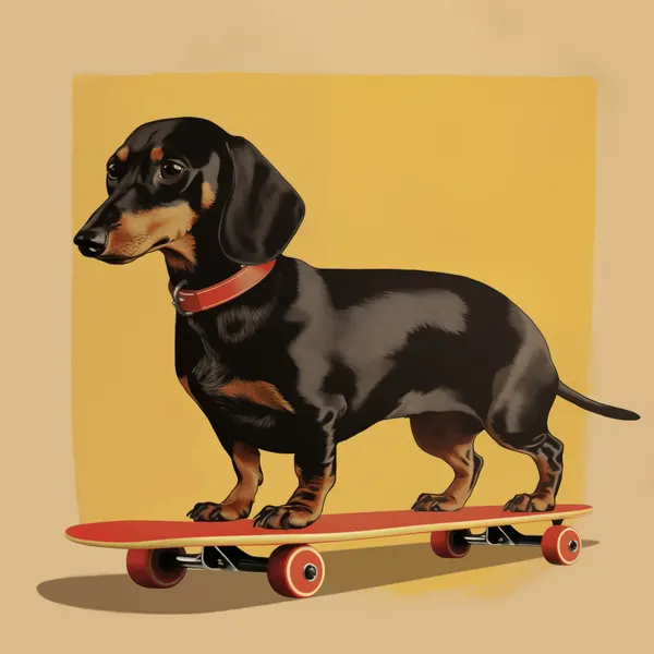 Skateboarding Dachshund by Andreas Magnusson