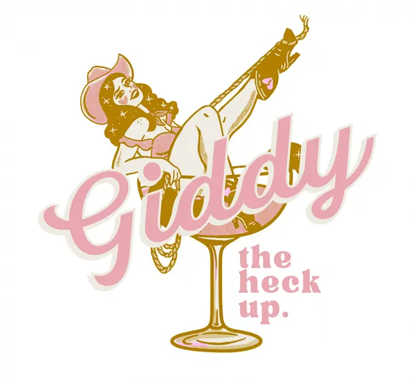 Giddy The Heck Up Retro Western Rodeo Cowgirl by The Whiskey Ginger