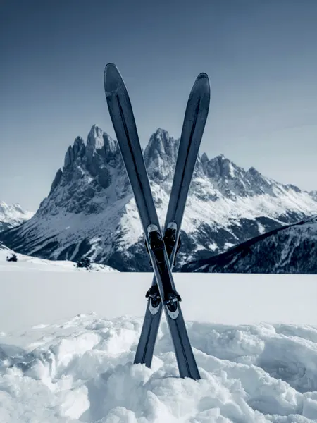 Skis In Snowy Mountains by Andreas Magnusson
